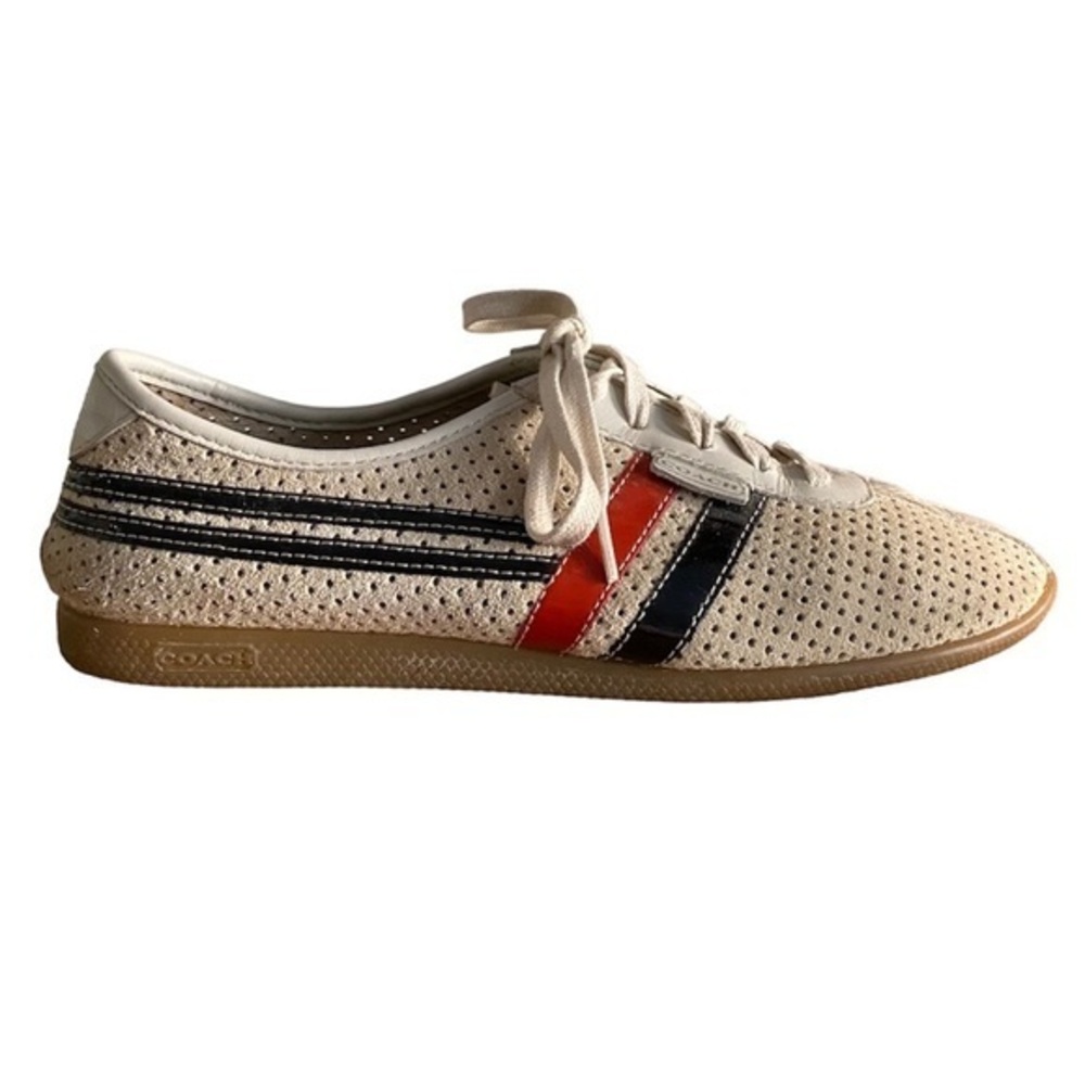 Coach Cream Sneakers with Red and Black Stripes